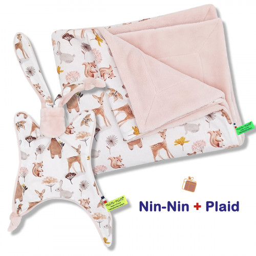 Scatola nascita coperta e plaid Marcel. Originale e prodotto in Francia. Doudou Nin-Nin