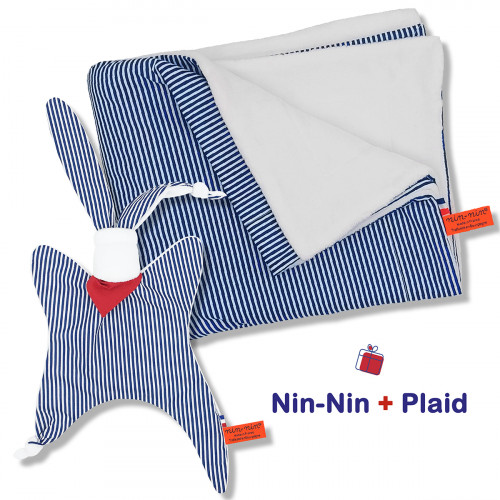 Scatola nascita coperta e plaid Marinière. Originale e prodotto in Francia. Doudou Nin-Nin