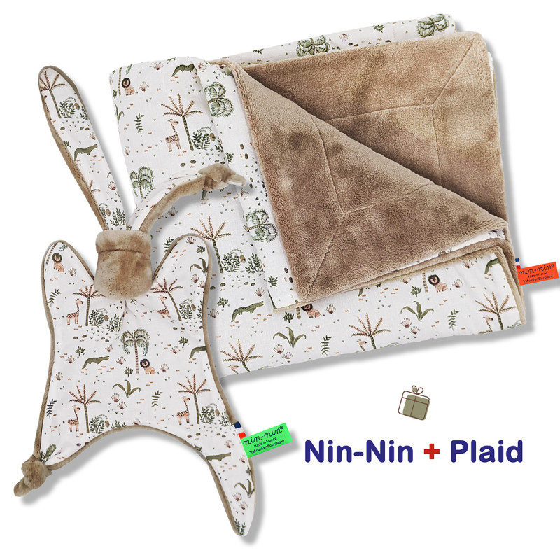 Scatola nascita coperta e plaid Jacala. Originale e prodotto in Francia. Doudou Nin-Nin