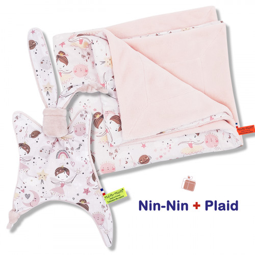 Scatola nascita coperta e plaid Clochette. Originale e prodotto in Francia. Doudou Nin-Nin