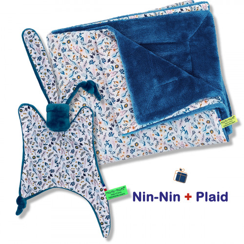 Scatola nascita coperta e plaid Mayeul. Originale e prodotto in Francia. Doudou Nin-Nin