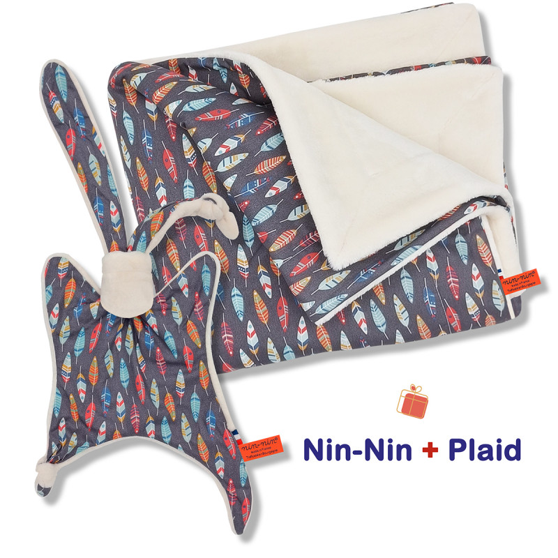 Scatola nascita coperta e plaid Plume. Originale e prodotto in Francia. Doudou Nin-Nin Scatola nascita coperta e plaid Plume. Originale e prodotto in Francia. Doudou Nin-Nin