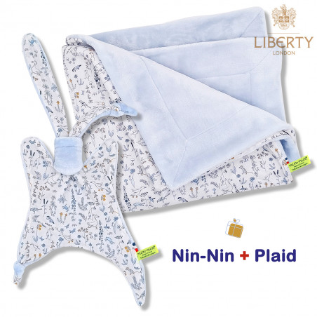 Scatola nascita coperta e plaid Blue Barn. Originale e prodotto in Francia. Doudou Nin-Nin