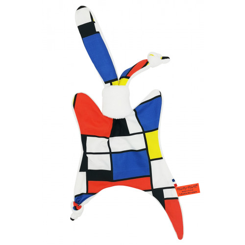 Peluche Le Mondrian. Regalo di nascita personalizzato realizzato in Francia. Doudou Nin-Nin