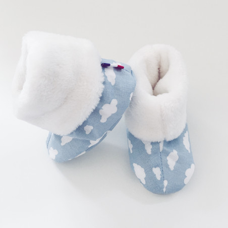 Chaussons hauts du COFFRET DE NAISSANCE COUSSIN NUAGE BLEU
