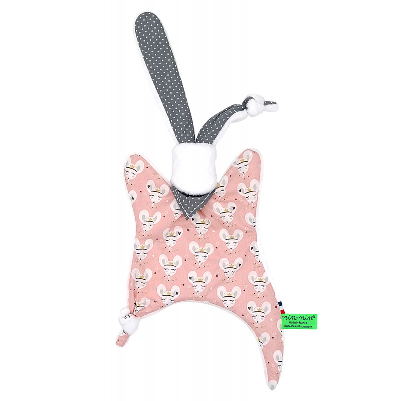 Peluche disparato Le Souricette. Regalo di nascita personalizzato realizzato in Francia. Doudou Nin-Nin Peluche disparato Le Souricette. Regalo di nascita personalizzato realizzato in Francia. Doudou Nin-Nin