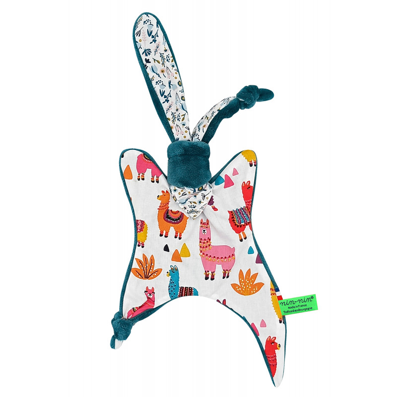 Peluche disparato Le Péruvien. Regalo di nascita personalizzato realizzato in Francia. Doudou Nin-Nin Peluche disparato Le Péruvien. Regalo di nascita personalizzato realizzato in Francia. Doudou Nin-Nin