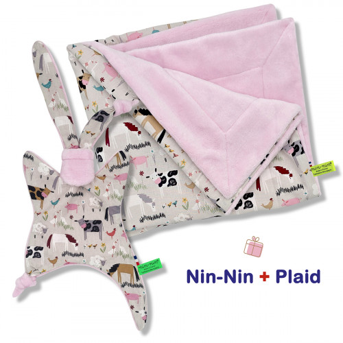 Scatola nascita coperta e plaid. Originale e prodotto in Francia. Doudou Nin-Nin