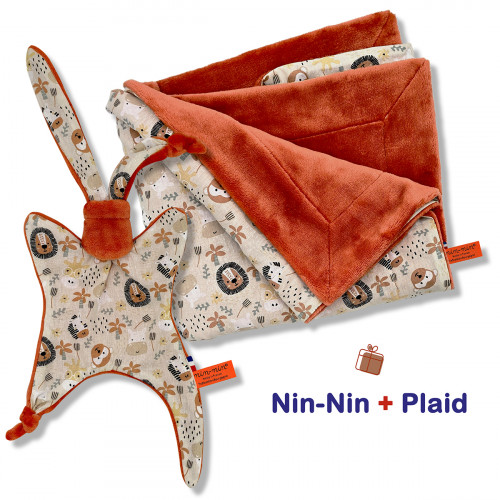 Scatola nascita coperta e plaid. Originale e prodotto in Francia. Doudou Nin-Nin