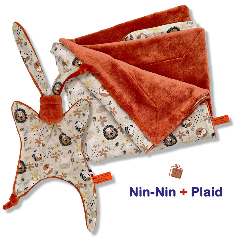 Scatola nascita coperta e plaid. Originale e prodotto in Francia. Doudou Nin-Nin