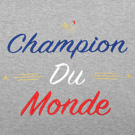 BRODERIE SWEAT HOMME "CHAMPION DU MONDE" GRIS