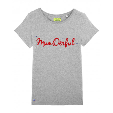 T-shirt da donna grigia con ricamo MUMDERFUL. Prodotto francese