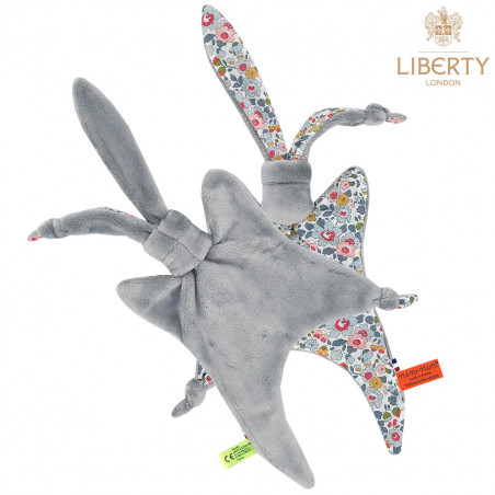 Vue de dos doudou Le Phoebe Liberty of London. Style Jacadi. Cadeau de naissance original et made in France.