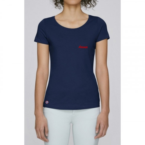 T-shirt blu navy personalizzabile per donna. Fatto in Francia