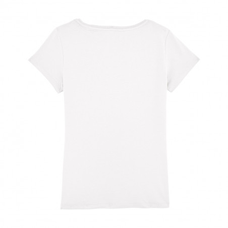 Dos t-shirt blanc pour femme brodé "Liberty is pop". Fabrication Française