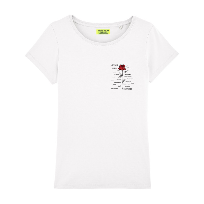 T-SHIRT BIANCA "JE T'AIME" DA DONNA. Made in France