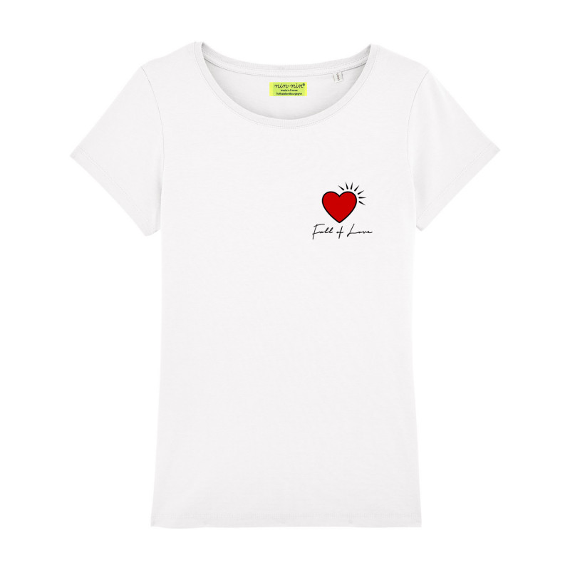 T-SHIRT BIANCA "FULL FOR LOVE" DA DONNA. Made in France