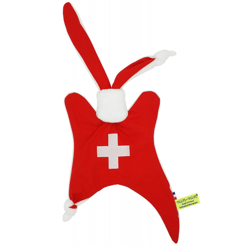 Piumino personalizzato Le Suisse. Regalo di nascita originale personalizzabile e made in France. Consolatore Nin-Nin Piumino personalizzato Le Suisse. Regalo di nascita originale personalizzabile e made in France. Consolatore Nin-Nin