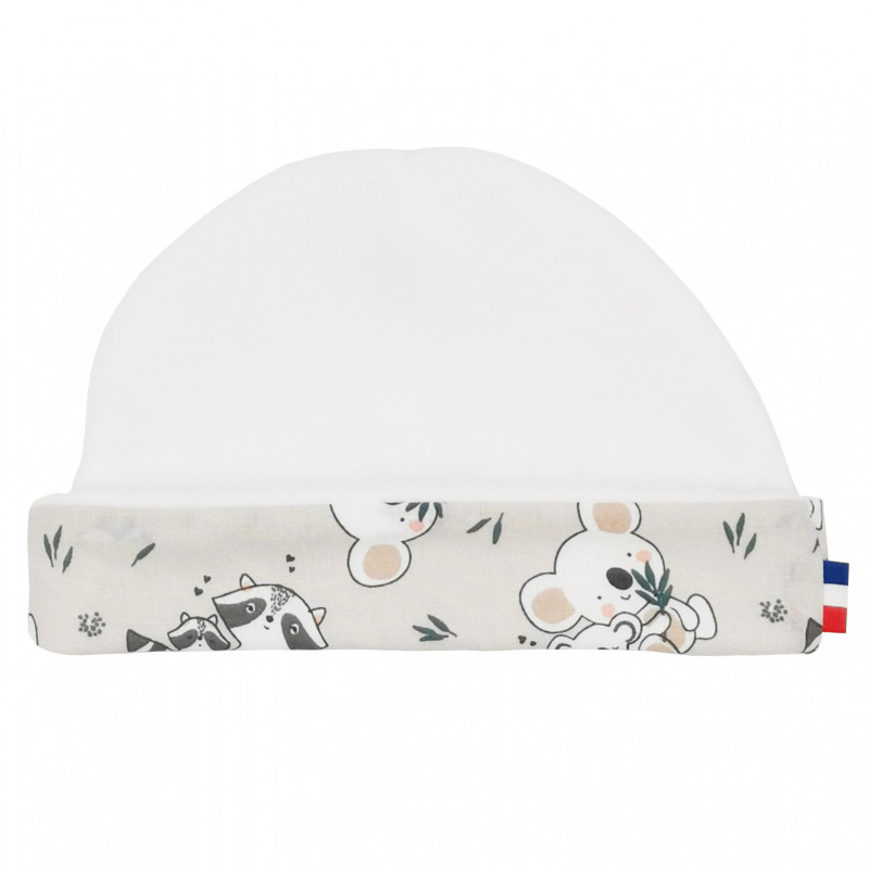 Cappello di nascita mista "Le Racoon". Cappello da bambino prodotto in Francia. Nin-Nin