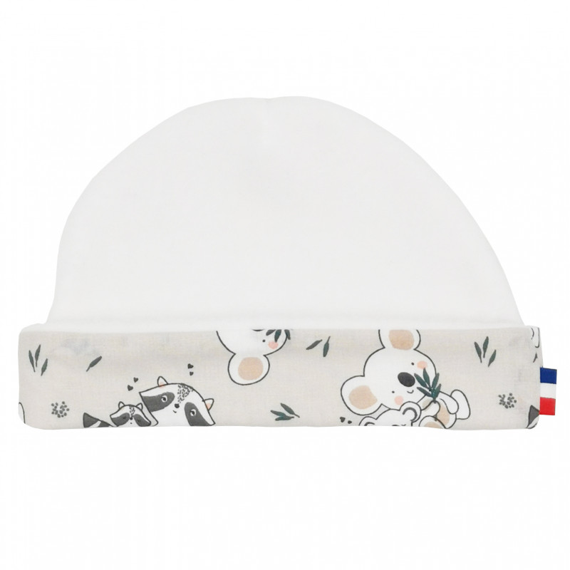 Cappello di nascita mista "Le Racoon". Cappello da bambino prodotto in Francia. Nin-Nin Cappello di nascita mista "Le Racoon". Cappello da bambino prodotto in Francia. Nin-Nin