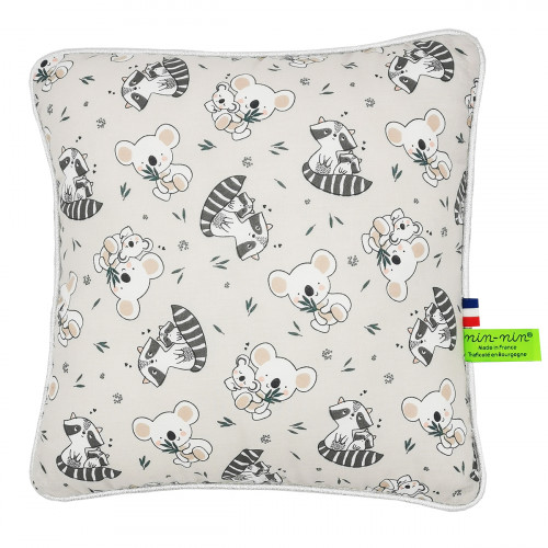 Cuscino "Raccoon". Regalo nascita originale personalizzabile e made in France. Nin-Nin