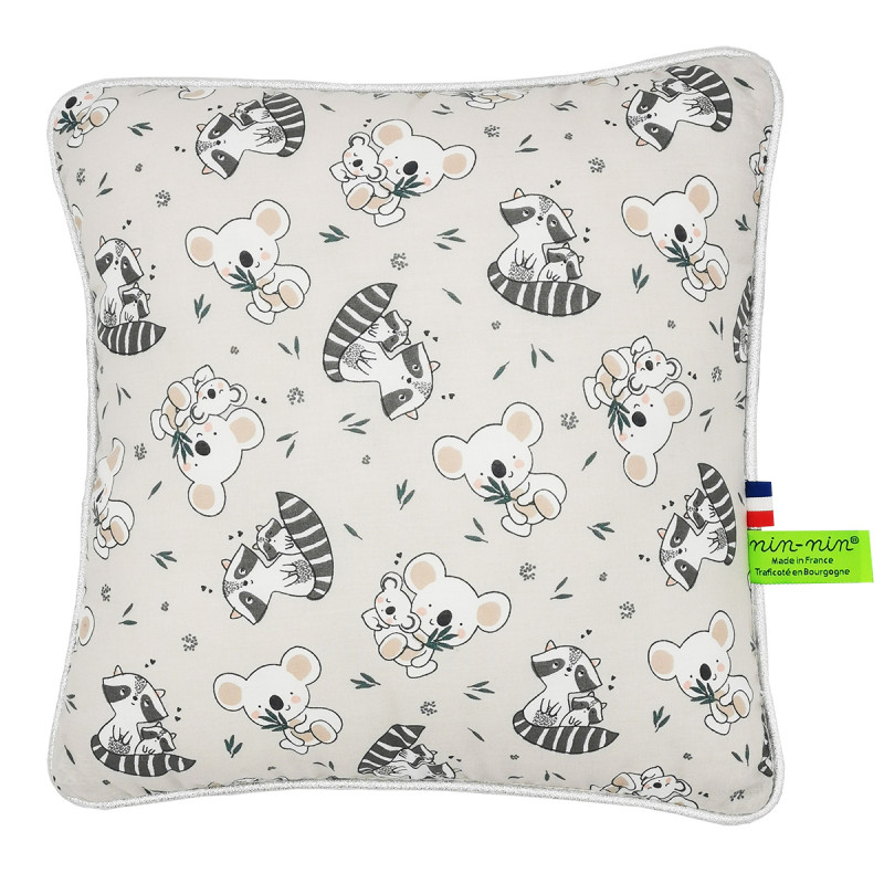 Cuscino "Raccoon". Regalo nascita originale personalizzabile e made in France. Nin-Nin Cuscino "Raccoon". Regalo nascita originale personalizzabile e made in France. Nin-Nin