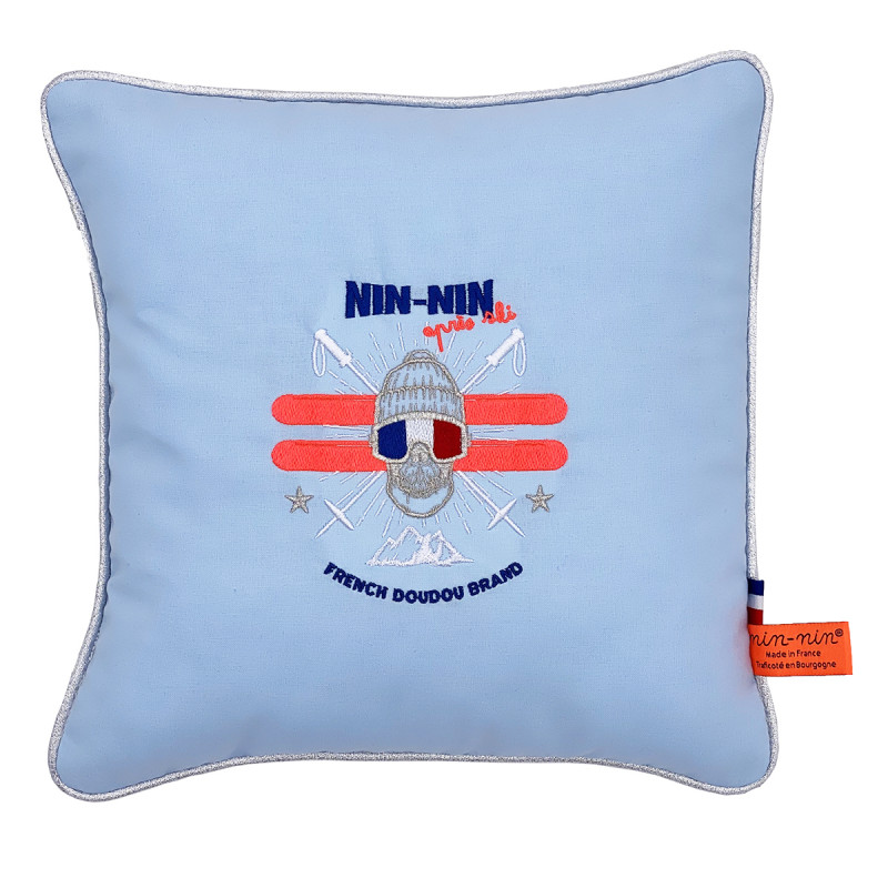 Cuscino "Après Ski". Regalo nascita originale personalizzabile e made in France. Nin-Nin