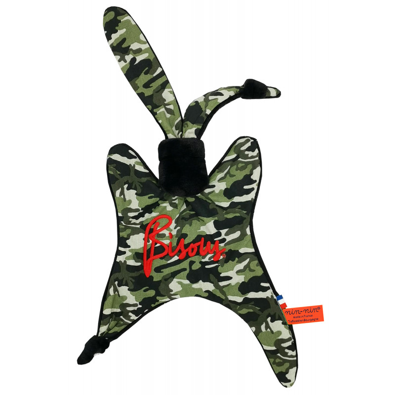 Doudou Bisous Le Camouflé. Regalo di nascita personalizzato realizzato in Francia. Doudou Nin-Nin Doudou Bisous Le Camouflé. Regalo di nascita personalizzato realizzato in Francia. Doudou Nin-Nin