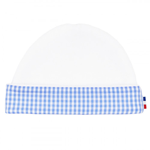 Cappello neonato unisex "Le Vichy Bleu". Cappello per bebè prodotto in Francia. Nin-Nin