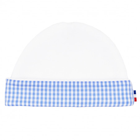 Cappello neonato unisex "Le Vichy Bleu". Cappello per bebè prodotto in Francia. Nin-Nin