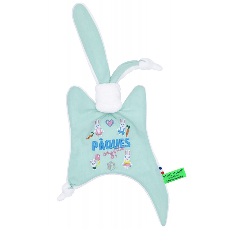Peluche Le Pâques NFT. Regalo di nascita personalizzato realizzato in Francia. Consolatore Nin-Nin Peluche Le Pâques NFT. Regalo di nascita personalizzato realizzato in Francia. Consolatore Nin-Nin