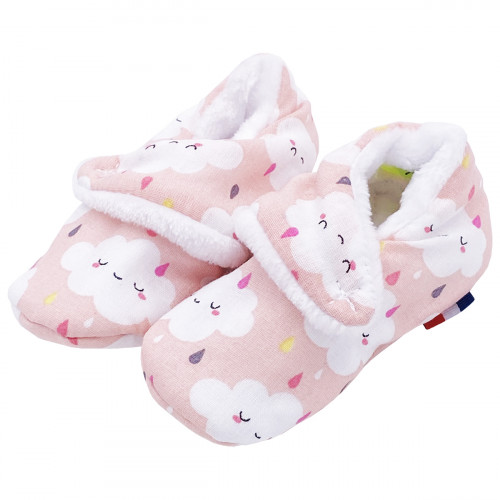 Pantofole basse "Le Nimbus Rose". Regalo nascita bambino Prodotto in Francia. Consolatore Nin-Nin