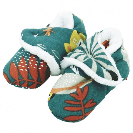 Pantofole basse "Le Tropical". Regalo nascita bambino Prodotto in Francia. Consolatore Nin-Nin