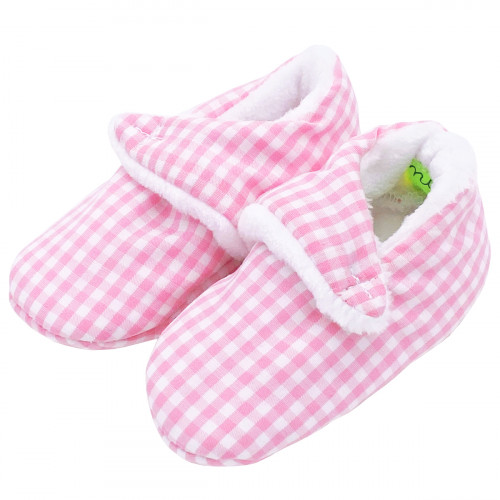 Pantofole basse "Le Vichy Rose". Regalo nascita bambino Prodotto in Francia. Consolatore Nin-Nin