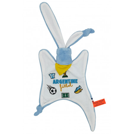 Peluche Calcio Argentine. Coppa del Mondo FIFA 2022. Regalo di nascita personalizzato realizzato in Francia. Doudou Nin-Nin