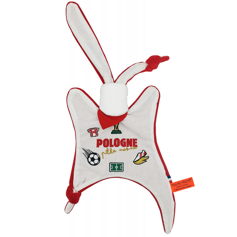 Peluche Calcio Pologne. Coppa del Mondo FIFA 2022. Regalo di nascita personalizzato realizzato in Francia. Doudou Nin-Nin