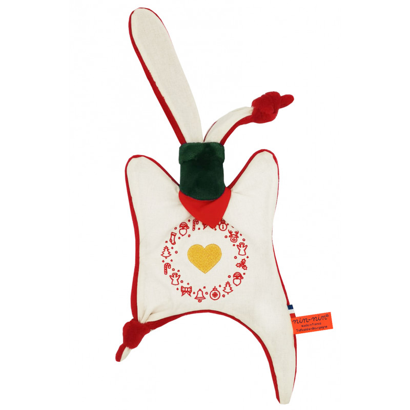 Peluche Coeur de Noël. Regalo di Natale personalizzato realizzato in Francia. Doudou Nin-Nin Peluche Coeur de Noël. Regalo di Natale personalizzato realizzato in Francia. Doudou Nin-Nin